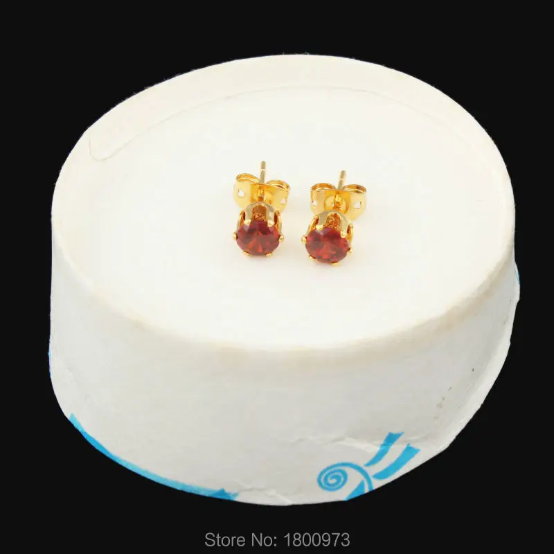 Женские серьги гвоздики Adixyn золотистые круглые с кристаллами 3 цветов|crystal stud