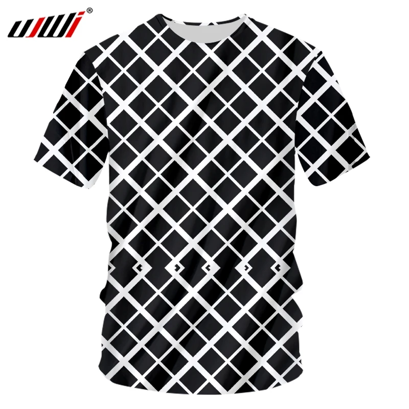 

Футболка UJWI с 3D принтом, черная и белая мужская футболка в сетку с круглым вырезом, Мужская футболка с готическим рисунком, лидер продаж, фут...