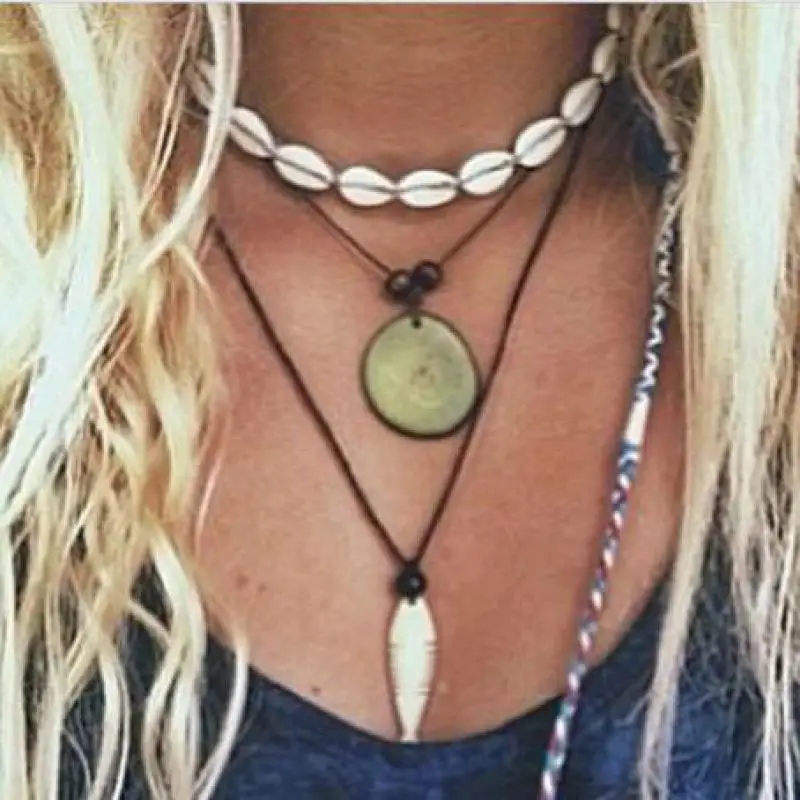 Женское Ожерелье-чокер Boho Sea Shell ожерелье-чокер из натуральной раковины простой