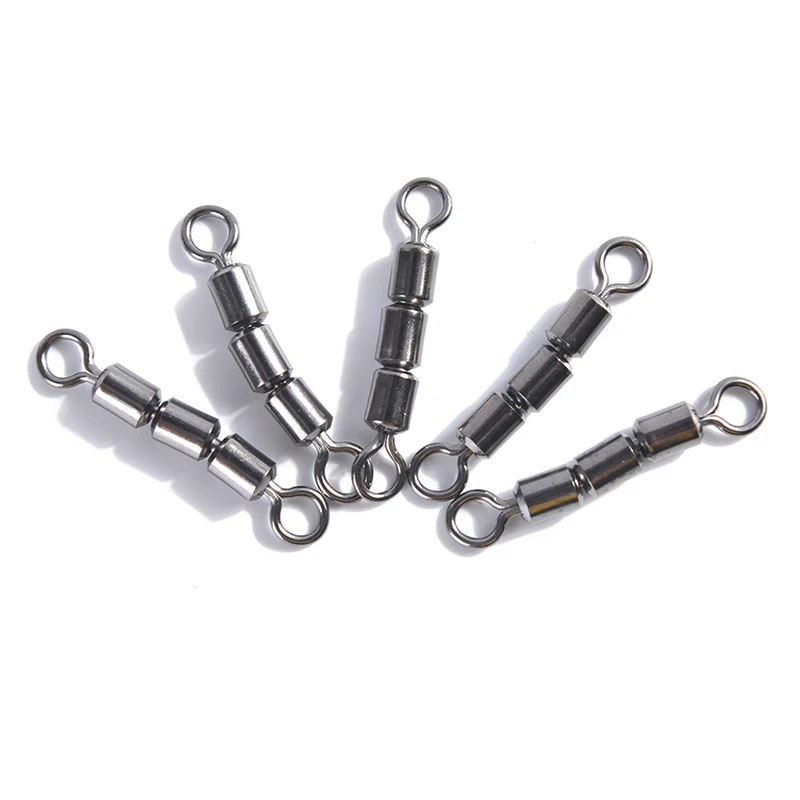 

10pcs/lot High Speed Connector Size2 4 6 8 10 Fishing Tools Tackle Accessories strength Fishing triple Rolling Swivel Barrel