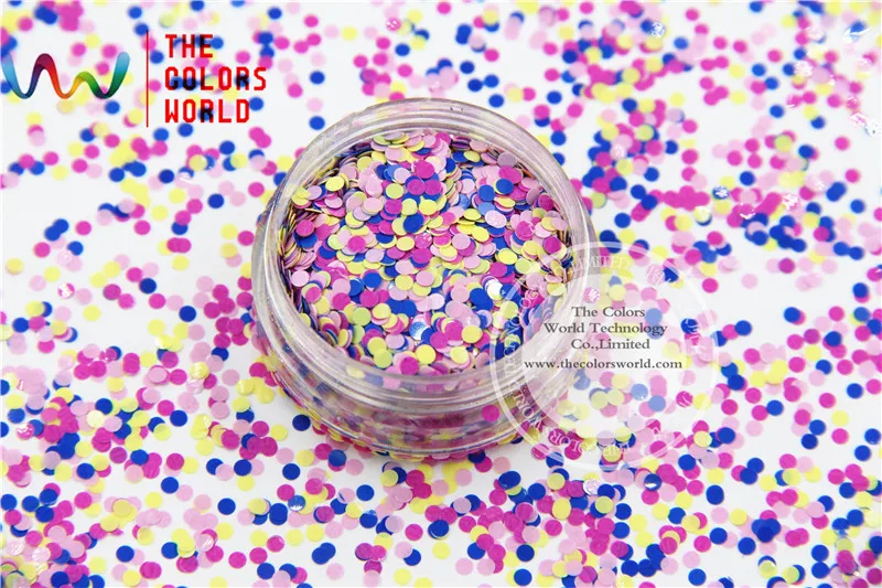 

RH2-271 Mix Colors Round Dot shapes solvent resistant Glitter for nail art nail gel nail polish makeup and DIY decoration