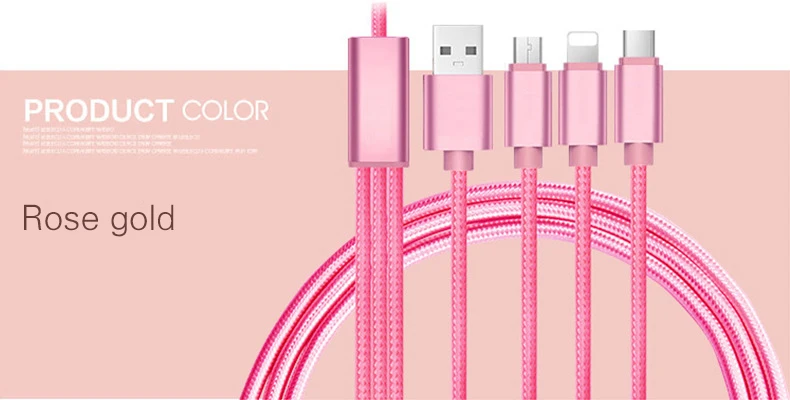 3 в 1 USB кабель для iPhone 8X7 6 6S Plus 5 5S samsung Galaxy S9 S8 Micro type C 8 Pin Быстрая Зарядка Кабели для Iphone зарядное устройство