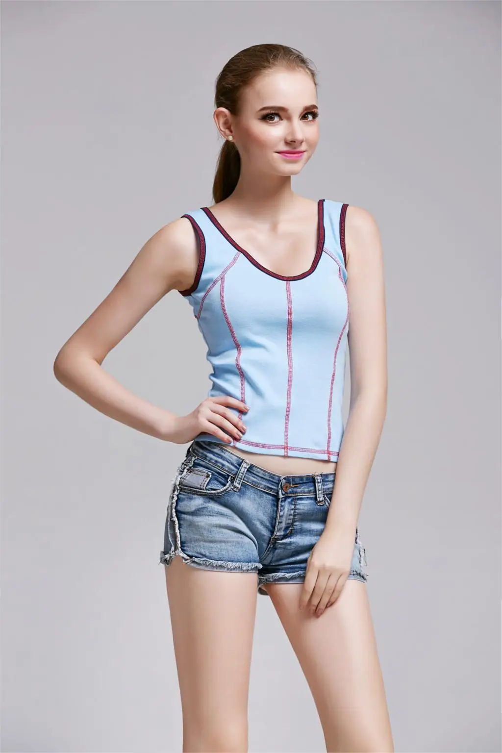 WOMEN'S SEXY DRAPE TANK TOP WITH OPEN SIDES NEON COLORS PLAIN SHIRT COTTON | Женская одежда