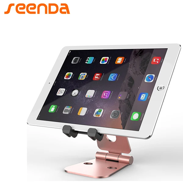 Rose Gold SeenDa Складная Алюминиевая Подставка для планшета с возможностью регулировки угла наклона Настольный держатель подставка для мобильного телефона двойная складная металлическая Портативная подставка - Цвет: Rose Gold
