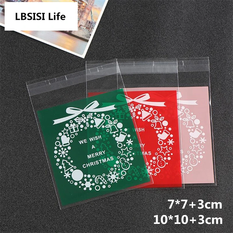 LBSISI Life 100/200 шт лучшее пожелание Рождество конфеты печенья пакеты самоклеющиеся