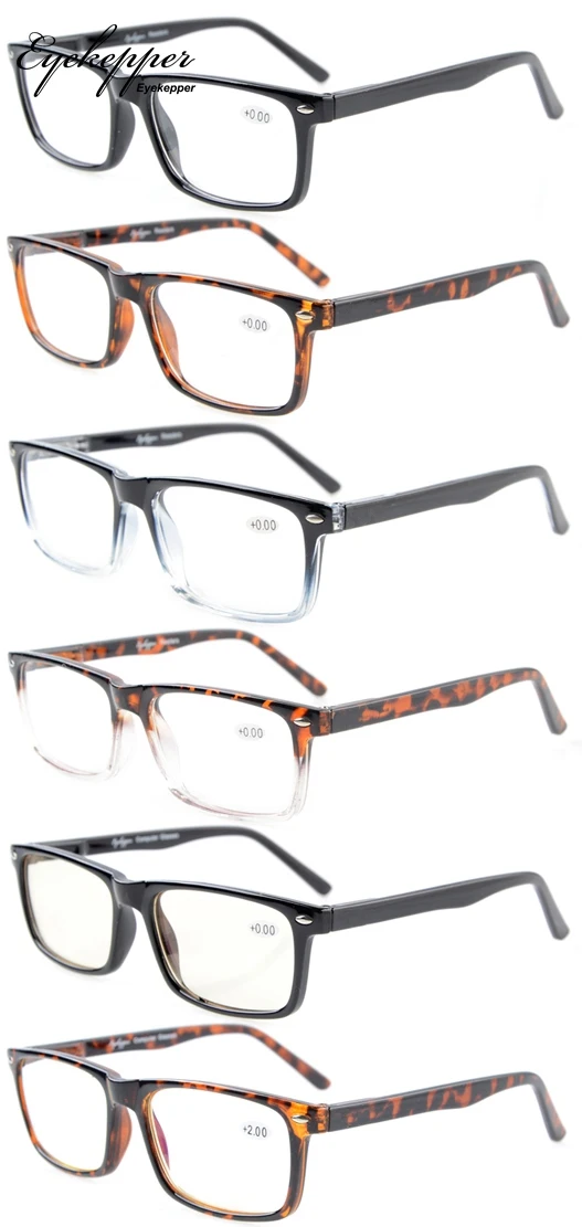 R899-6 Mix Eyekepper 6-Pack считыватели Пружинные шарниры очки для чтения в комплекте 2-Pack компьютерные очки+ 0,00-+ 4,00