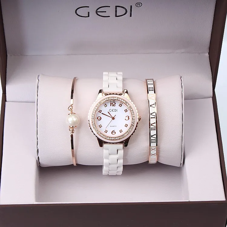 Часы GEDI женские кварцевые с керамическим ремешком 3 шт. hodinky brand hodinky womenhodinky women luxury