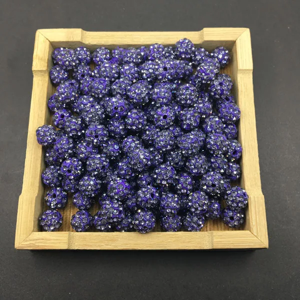 violet 100 шт 10 мм микро кристаллические вымощенные Бусы из горного хрусталя шарик для DIY шнур кожаный - Цвет: violet