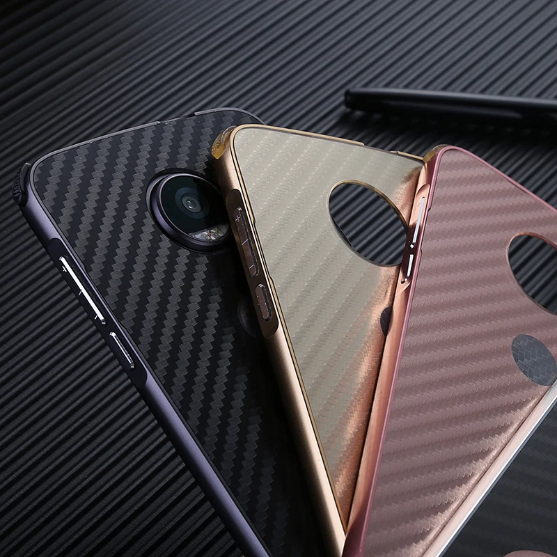 Роскошный Гибридный чехол для Motorola MOTO Z2 Play Hard углеродного волокна Coque металлический бампер+ PC Защитная крышка для мото Z2 Играть чехол