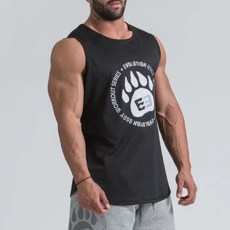 Phanteen Muscle Building Vest Fitness Men's Animal Paw Elastic Loose Quick-drying Tank Top | Мужская одежда