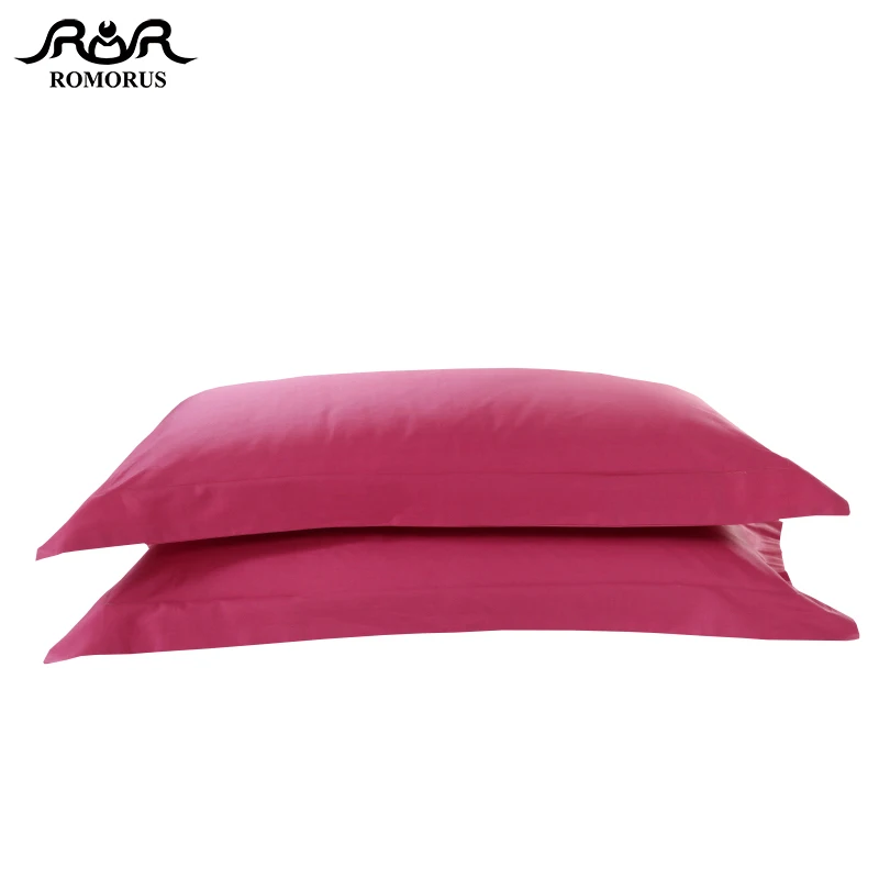 Rose Red 1 пара однотонных подушек, 48*74 см, хлопок, мягкий чехол для спальной кровати, серый, темно-синий чехол для подушки, Стандартный чехол для подушки - Цвет: Rose Red