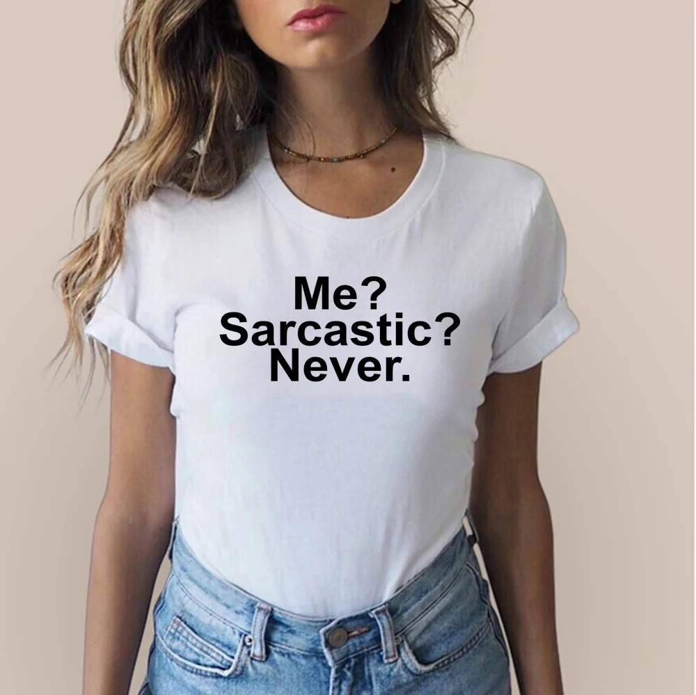 Женская футболка с надписью Me Sarcastic Never Funny | одежда