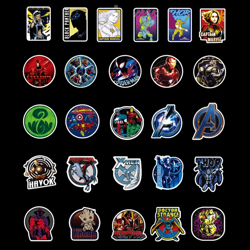 Новинка 100 шт Marvel граффити водонепроницаемые ПВХ наклейки Мстители X-MAN наклейки герои чемодан компьютер велосипед автомобиль скейтборд