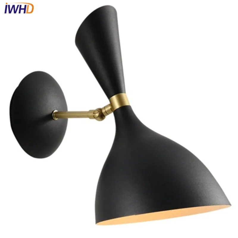 Настенный светильник IWHD, простой, современный, в скандинавском стиле, с регулировкой, из железа, светодиодный, для учебы, прикроватный, насте...