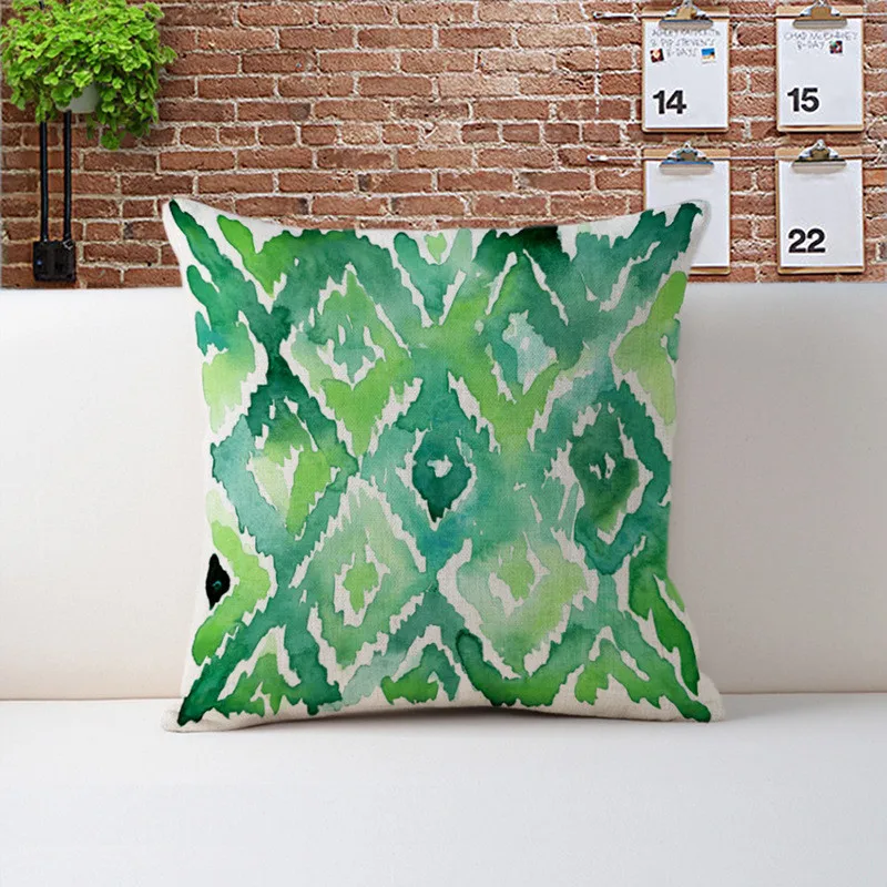 wholesale gift pillow cover Green tropical fern ripples stripe party decorative cushion car home sofa Decor case | Дом и сад