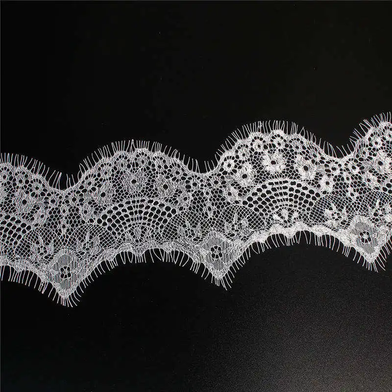 DoreenBeads Полиамид Нейлон кружево отделка черный белый многоцелевой одежды DIY Инструменты 300 см(118 1/") х 10 см(3 7/8"), 1 шт