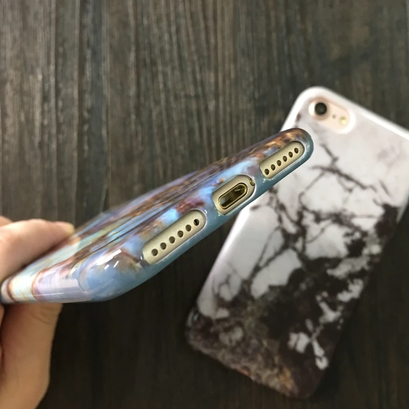 Kerzzil Мягкие TPU размеров чехол для iPhone 7 6S Plus 5 SE 5S Гранит Мрамор Треугольники