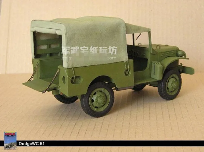 Масштаб 1:25 американский Dodge Jeep WC 51 Вторая мировая война jeep 3D Paper Model Kit|Картонные