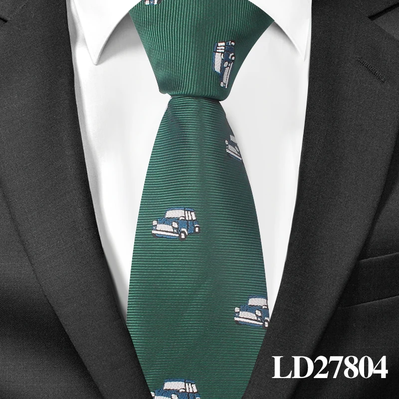 LD27804 Модный мультяшный галстук для мужчин, полиэфирный жаккардовый галстук с животными, деловые свадебные костюмы, 6 см, узкие галстуки с широким горлом, тонкие галстуки - Цвет: LD27804