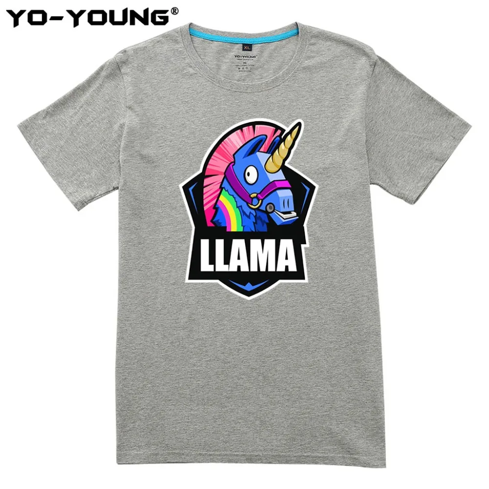 Yo-Young Men T-Shirt Funny LLAMA LOGO Print Game Fans T Shirts 100% Combed Cotton Casual Summer Top Tees Homme camisetas hombre | Мужская