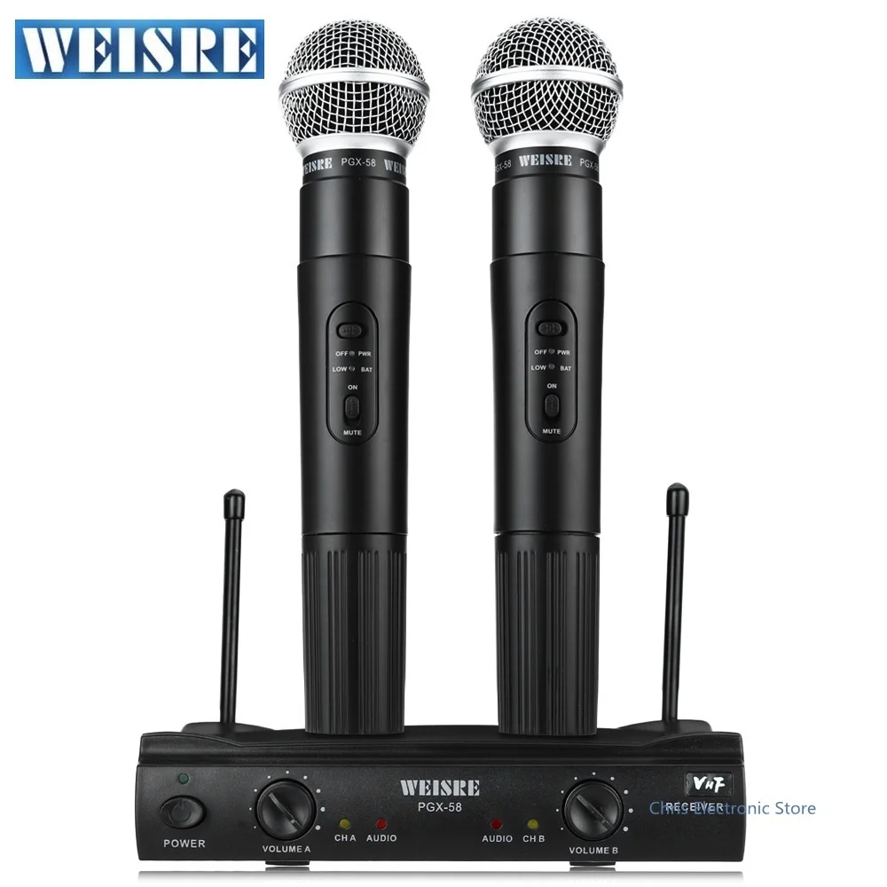 Профессиональная беспроводная система WEISRE PGX58 Dual Handheld 2 x Mic Беспроводная Receiverfor KTV