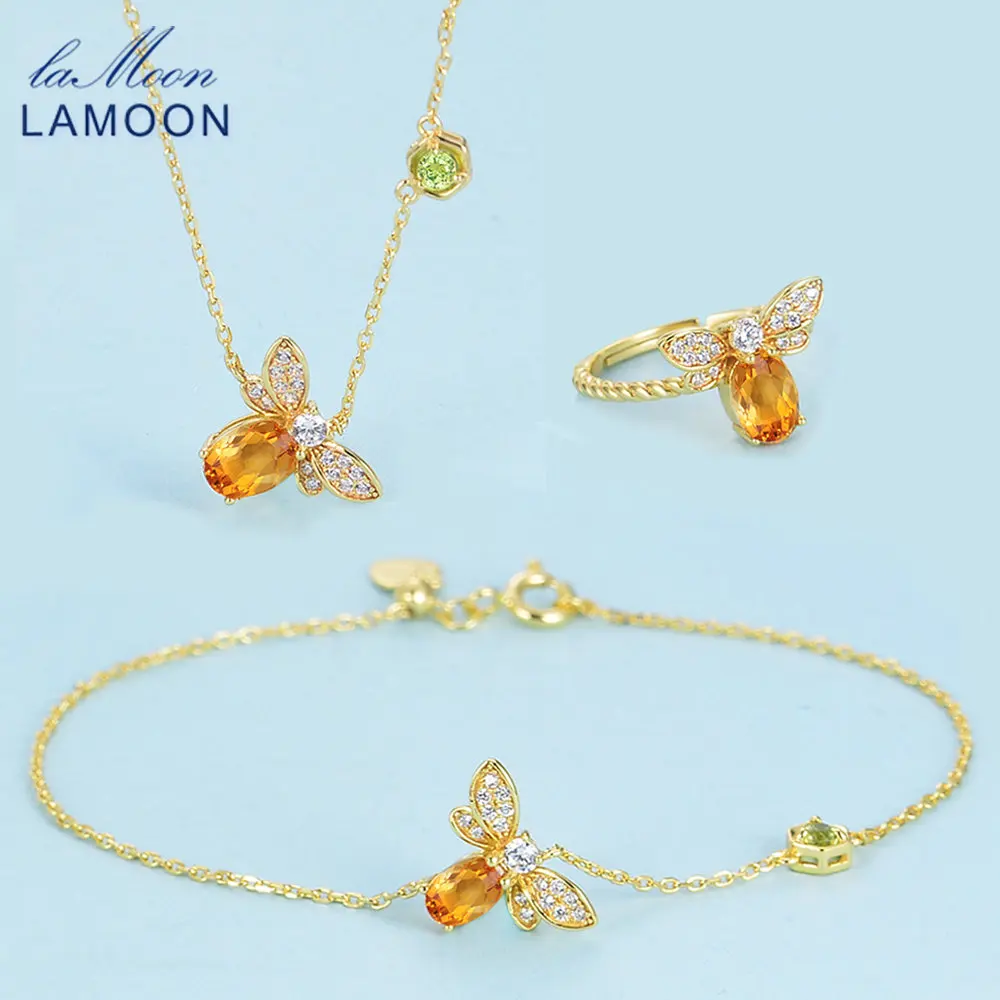 Ювелирный Комплект из серебра 100% пробы 5x7 мм 1 карат|jewelry sets|citrine sterling silverset 925 |