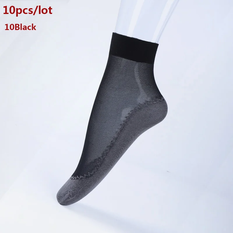 10 Black LANGSHA/10 пар/компл. носки для Для женщин летние ультратонкие нейлоновые прозрачные с украшением в виде кристаллов эластичные шелковые короткие носки тонкие Для женщин носки - Цвет: 10 Black