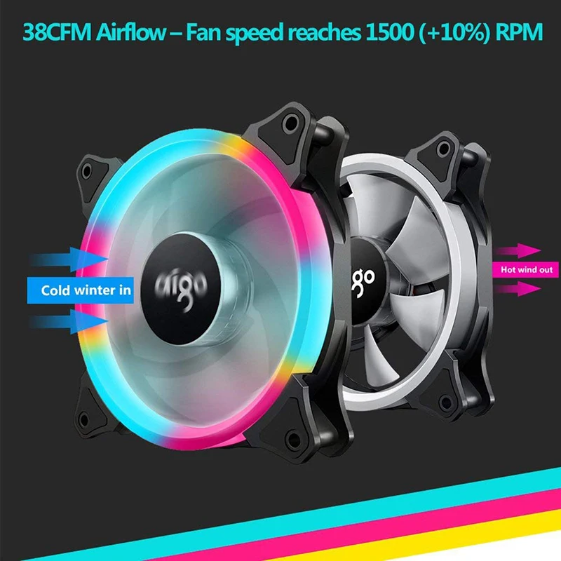 Aigo RGB 140 мм Корпус для ПК Вентилятор Кольцо "Аврора" Радужные вентиляторы компьютерный корпус охлаждающий бесшумный светодиодный вентилятор игровые шасси радиаторы cpu кулер