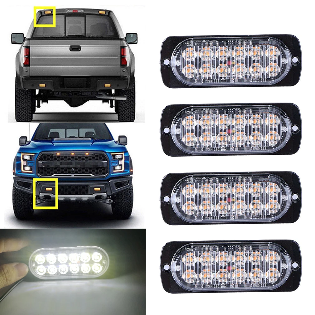 4x 12LED мигающий стробоскоп для восстановления автомобиля аварийный свет гриль