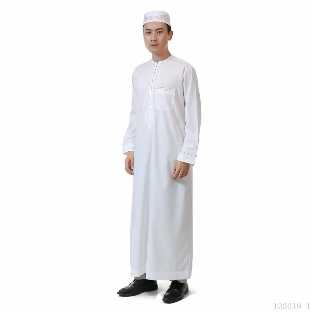 2018 New round collar arab ropa de hombre qatar mens clothing saudi Muslim abaya summer Aman robe long sleeve wholesale 123619 |