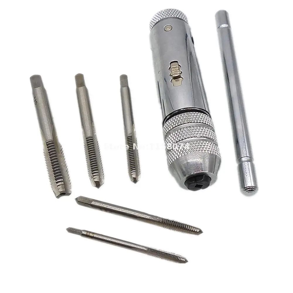 Ratchet воротке Реверс замок T бар умереть M3 M8 с 5 шт. Hss ручной винтовой резьбой