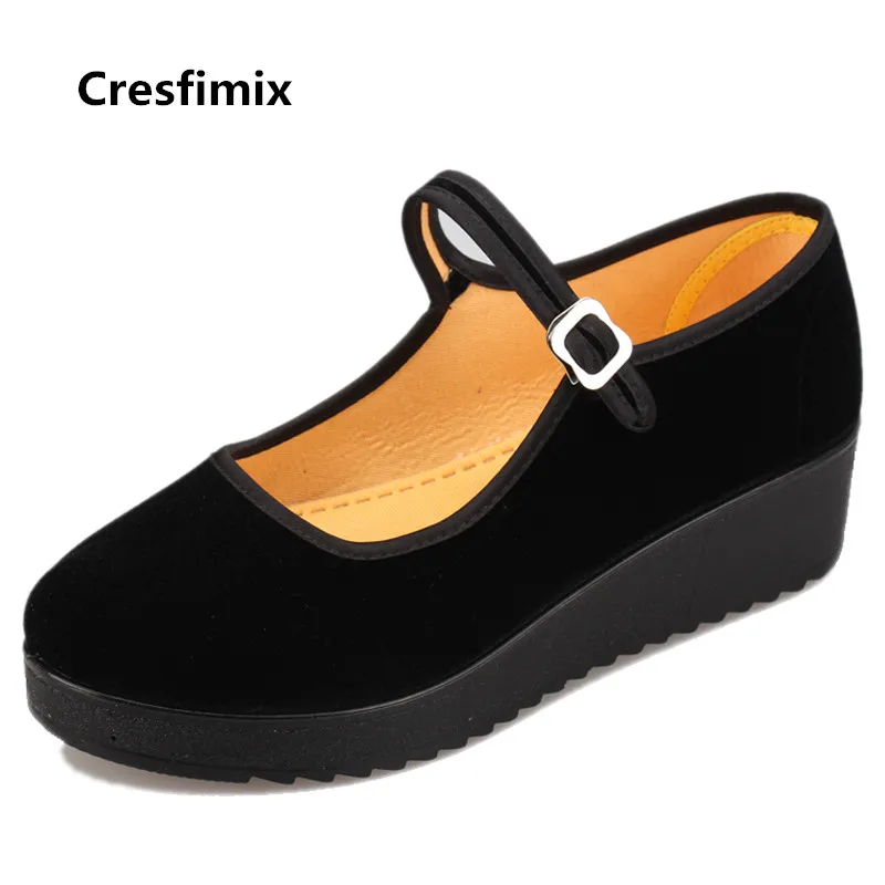 

Cresfimix women fashion round toe comfortable spring height increased dance shoes lady casual classic summer hotel shoes a3127