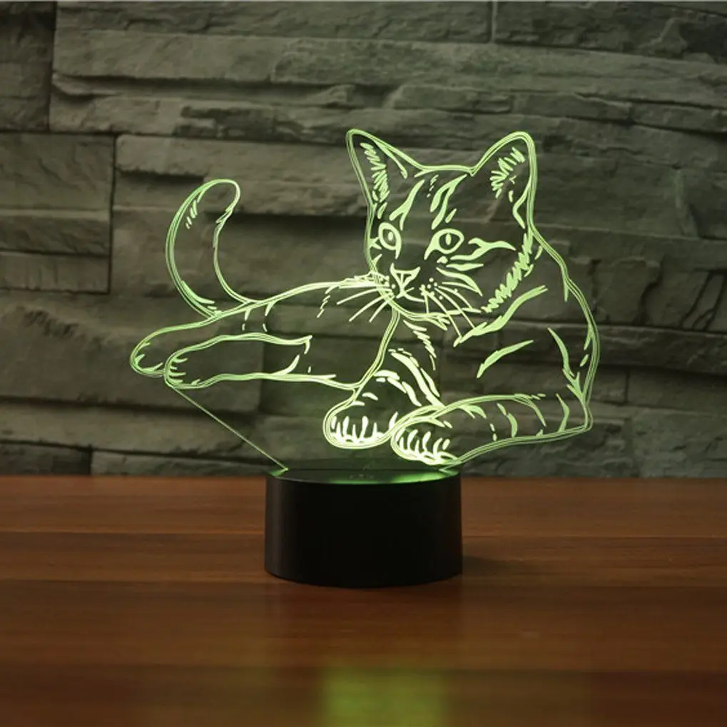 Светодиодные настольные USB LED кошка лампы 3D иллюзия Лампа jawell Night Light модель