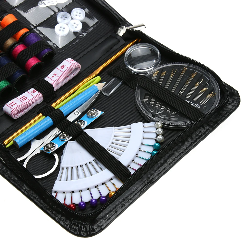 91 шт. набор швейных ниток и катушек для пуговиц шитья домашний дорожный коробок