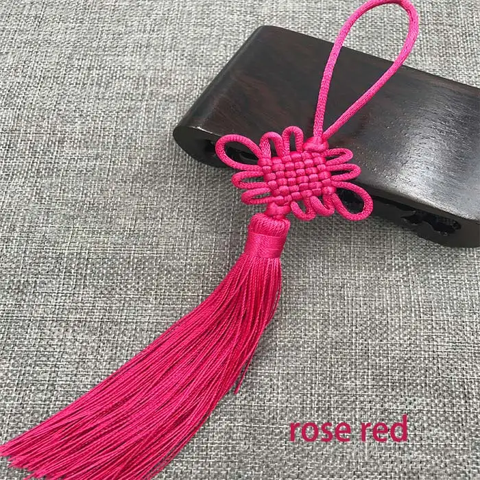 rose red 2 шт./лот, китайский узел, кисточка, шелковая бахрома, челка, цветок, кисточка, декоративная одежда для штор, аксессуары для украшения дома - Цвет: rose red