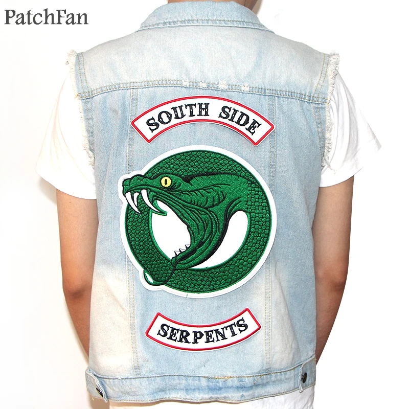 Patchfan TV-SHOW ривердейл зеленая змея Southside Serpents нашивки железа на para рубашка сумка Одежда Куртка вышитый значок A1132