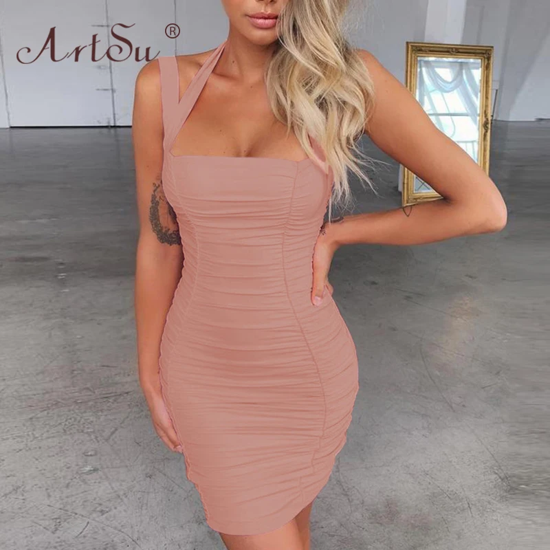 Женское вечернее Бандажное платье ArtSu Белое Облегающее Платье в стиле звезд