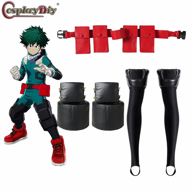 

CosplayDiy Deku Izuku Midoriya Knee Pads My Hero Academia Leg Armor Deku Costume Belt Waist Bag Cosplay Accessory