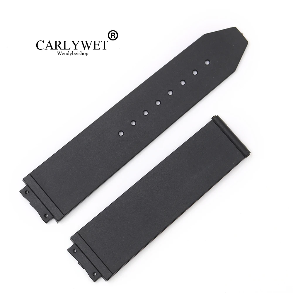 

CARLYWET 24*18 мм черный водонепроницаемый силиконовый резиновый сменный ремешок для наручных часов
