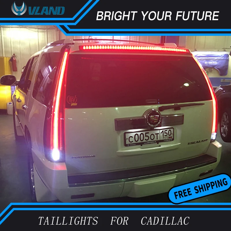 VLAND Car Rear Lamp for Cadillac Escalade ESV Tail Lights 2007-2014 with Red Turning Sign LED Assembly |