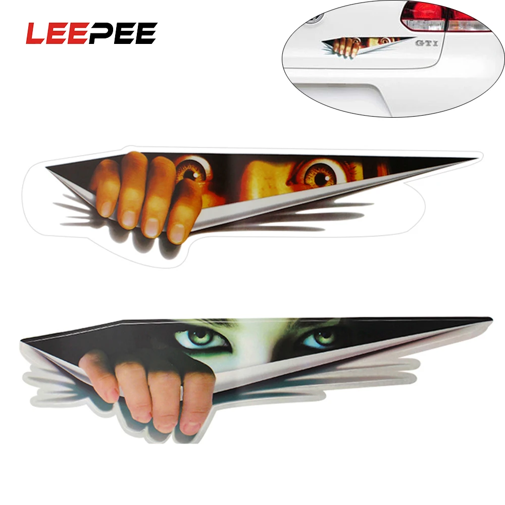 LEEPEE, забавная Автомобильная наклейка, 3D глазки, глазок, наклейка монстра, для восхождения автомобиля, капоты, триллер, наклейка на заднее стекло