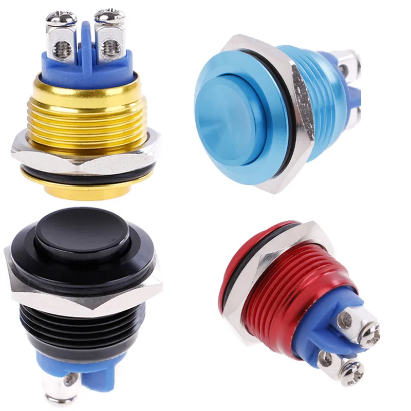 1 шт. Водонепроницаемый черный мгновенный металлический кнопочный переключатель