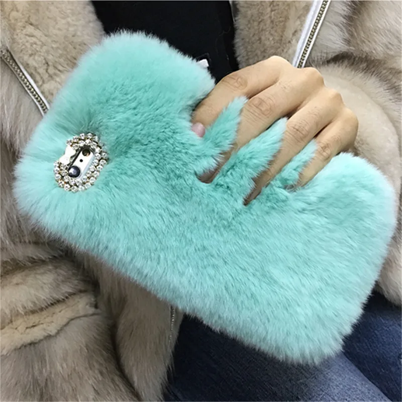 For Samsung S7 S6 edge S8 S9 S10 PLUS Lite Note5 8 9 edition Cute Bunny Fluffy Rabbit Ears Warm Hairy Fur phone Case Cover |