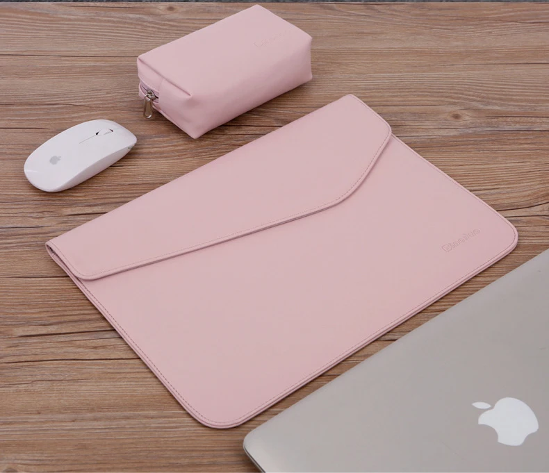 Тонкая сумка для ноутбука из искусственной кожи для Macbook Pro 13 Air 11 12 14 чехол для женщин и мужчин водонепроницаемый Гладкий Магнитный адсорбционный чехол