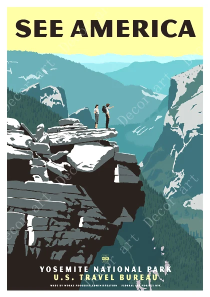 Постер для путешествий в Западном национальном парке см. Америку картины на