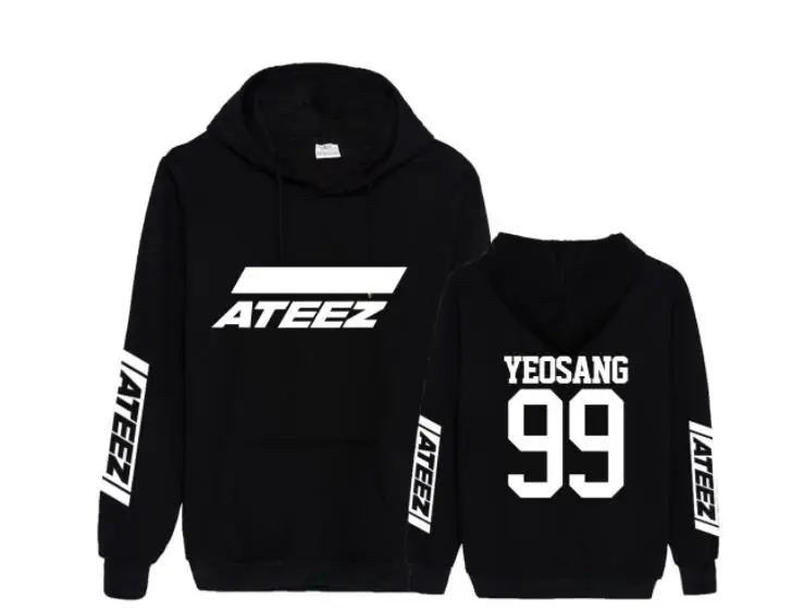 thin Kpop ateez имя члена печать черный/белый пуловер свободные толстовки унисекс k-поп руно ateez Толстовка для на осень-зиму - Цвет: thin