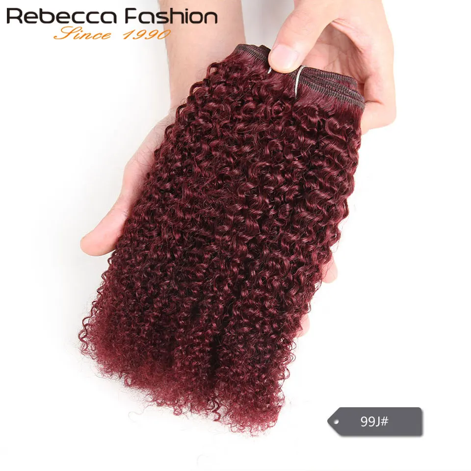 Rebecca курчавые волосы афро на Трессах вьющиеся волосы 1 шт. только бразильские человеческие волосы плетение пучки сделки#27#30 Красная шерсть Remy расширение
