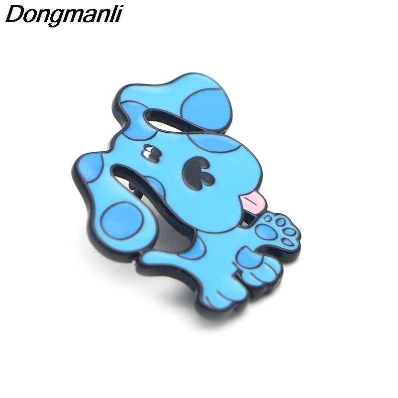 P3758 Dongmanli Симпатичные синие подсказки собаки металлическая Глянцевая брошки и шпильки для лацкан булавка значок для рюкзака подарки воротник ювелирные изделия