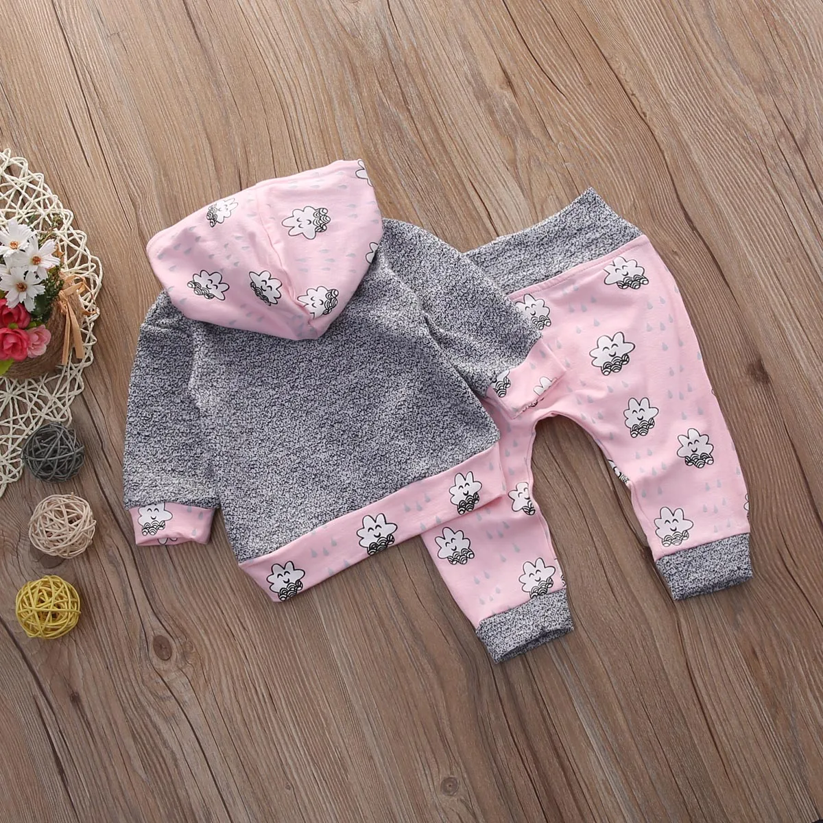 US STOCK toddler Newborn Baby Boys Girls printed Clouds Hoodie long sleeve coat Tops and floral Pants Set Outfit for baby | Детская