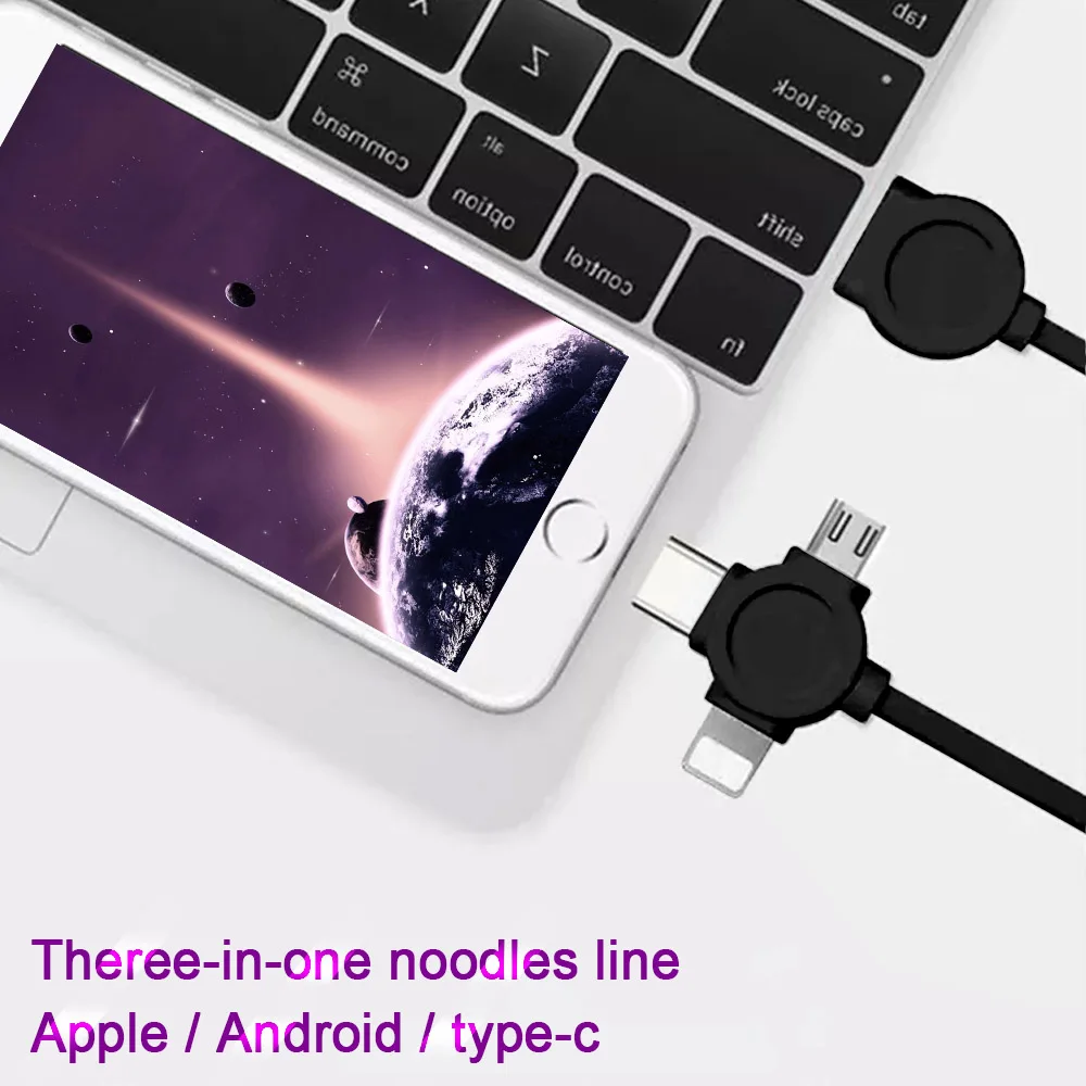 3 In 1 Lighting Micro USB Type C Charger Wire 8 Pin for IPhone X 7 Plus XS Xiaomi Samsung Portable Data Charging Cable 1M Line | Мобильные